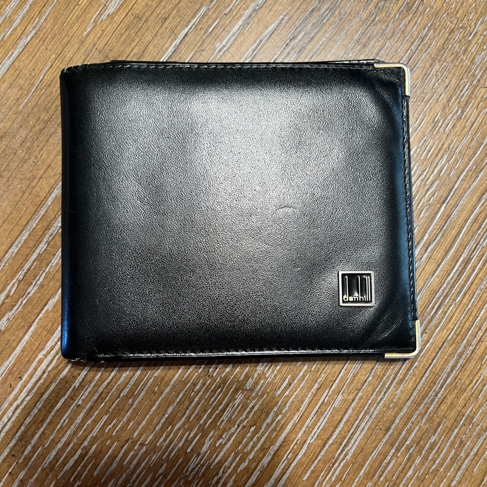 Dunhill Black Leather Bi Fold Wallet